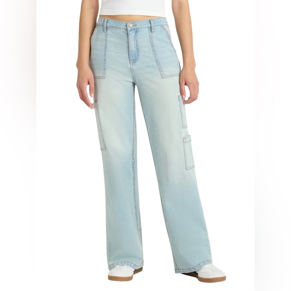 No Boundaries Wide Leg Cargo Pants, 31'' Inseam, Women's  Size S(4-6)
